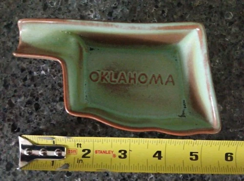 Vintage Frankoma 461 Terra Cotta Oklahoma Shaped Ashtray/Spoon Holder