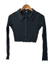 Free People Black Small Petite Crop Top Whimsigoth Grunge Preppy Quiet Luxury