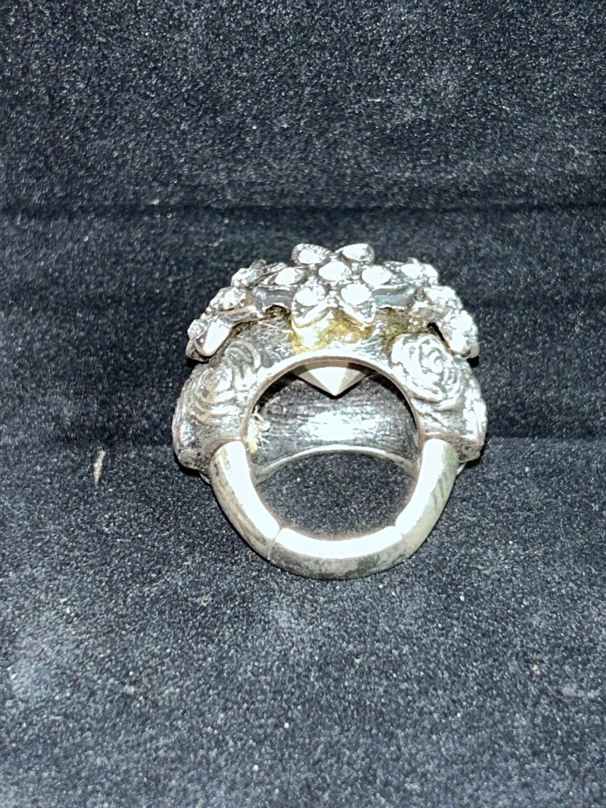 Silver tone rhinestone stretch ring - image 3