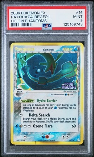 2006 POKEMON EX HOLON PHANTOMS #16 RAYQUAZA-REVERSE FOIL PSA 9