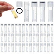 50Pcs 1.8ml Clear Graduated Tube with Screw Caps, Sample Containers Tube Self...