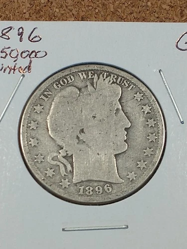 1896 Low Mintage Barber Half Dollar, Good Condition