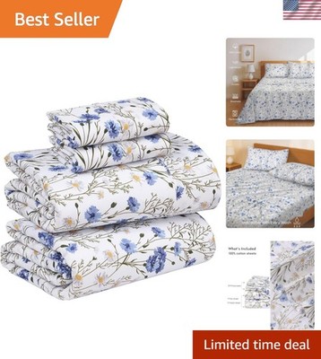 100% Cotton Sheets   Queen Size Percale Bedding, Cooling & Breathable Floral ...