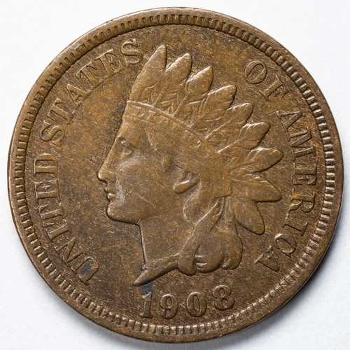 1908 Indian Head Penny Cent Extremely Fine (XF)