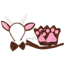 Goat Ear and Tail Headband Cosplay Hairband Party Decor Fabric Supply