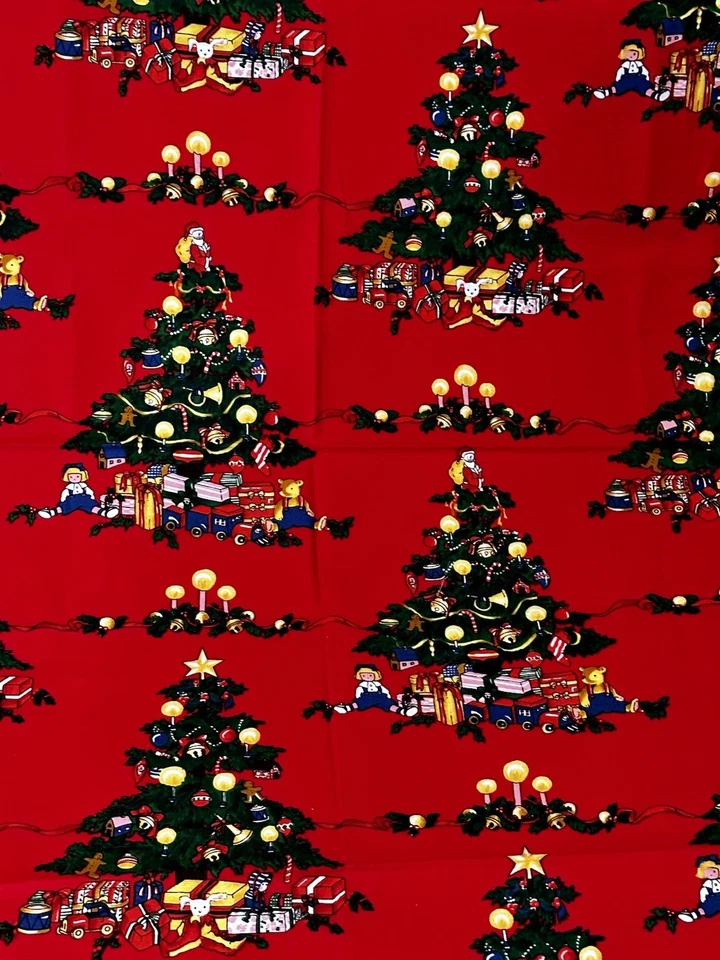 Nicole DeLeon Alexander Henry CHRISTMAS TREE Cotton Fabric 43”x48”TABLECLOTH Top - Image 2 of 4