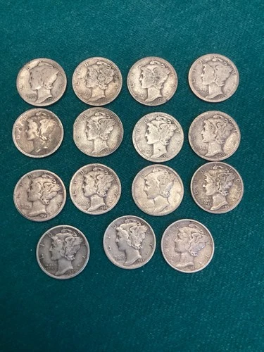 1916-1945 mercury dime lot (15)