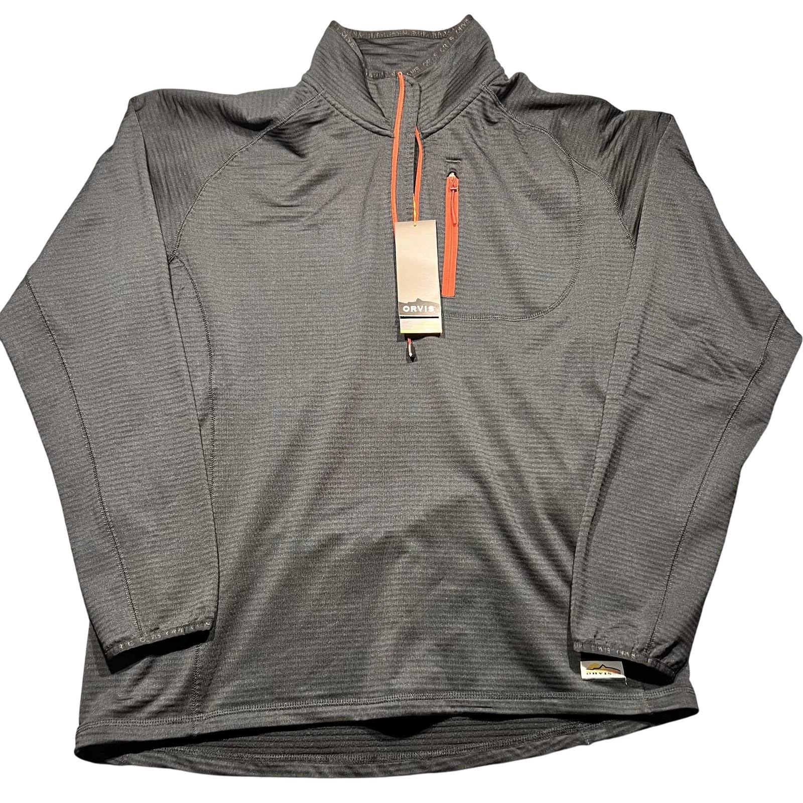 Orvis Pullover Mens Medium Gray Quarter Zip Fleece Outdoor Performance Shirt