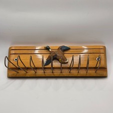 Vintage Wooden Decorative Flying Mallard Tie Rack Wall Hanging Closet Organizer