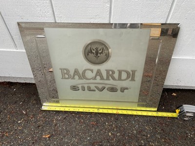 BACARDI SILVER Anheuser-Busch MIRROR Bar SIGN 24''x18''