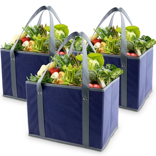3Pcs Grocery Bags Reusable Grocery Tote Collapsible Large Capacity Grocery Bags☣ - Picture 8 of 12