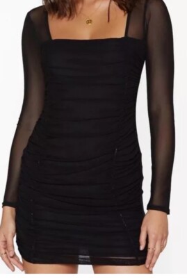 Nasty Gal On Our Mesh Behavior Ruched Mini Dress Sz 8 UK (4 US) | eBay