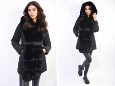Padded Faux Fur Trim Longline Coat