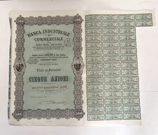 1886, Banca Industriale e Commerciale, bello e raro certificato azionario