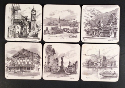 Vintage Six Schuberth Tamat-Serie Scenes Of Germany Melamine/Cork Back Coasters - Picture 2 of 10