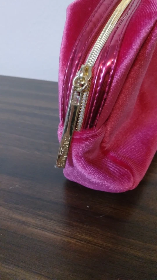LANCOME Cosmetic Make-up Bag Hot Pink Velvet - Image 3 of 4