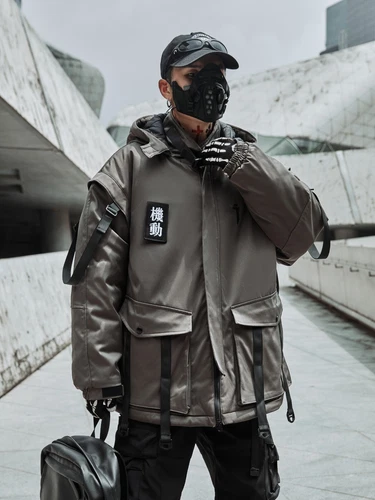 Niepce Japanese Streetwear Winter Parka Jacket with Strap Casual Techwear Coat video thumbnail