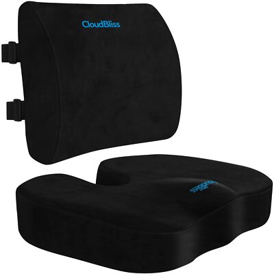 Seat Cushion, Memory Foam Lumbar Support for Office Chair/Car, Back Pain Relief