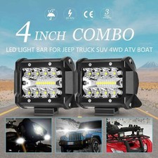 Pair 4 Inch 200w Led Light Bar Spot Flood Beam Off-road Driving Fog Lights 12v