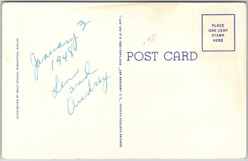 Manhattan Kansas KS, Calvin Hall Building, Greenfield, Street, Vintage Postcard - Picture 2 of 2