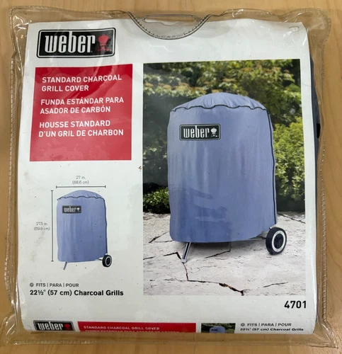 WEBER Standard Charcoal Grill Cover 22.5” Gray Vinyl Full Length - 4701  NEW