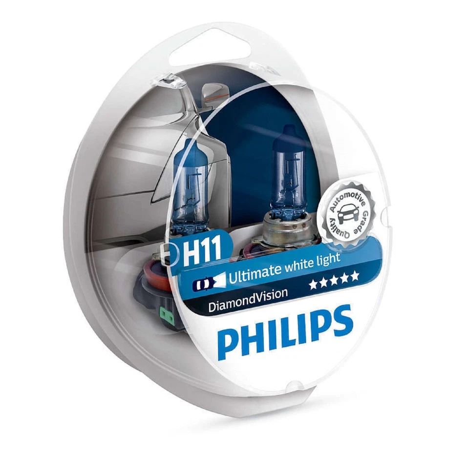 Philips Diamond White 5000K H11 55W Two Bulbs Head Light Low Beam Replace Fit - Image 2 of 4