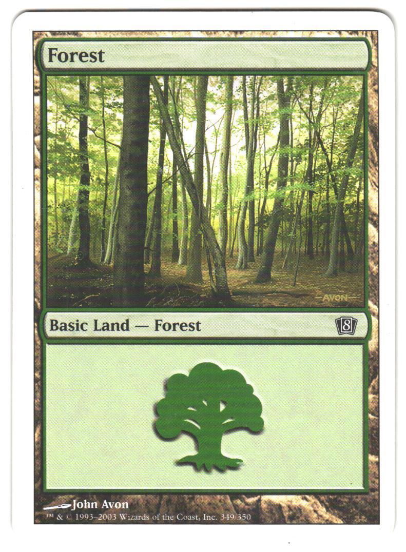 Magic_the_gathering 8th Edition Forest (349) #349 2003, LP Land