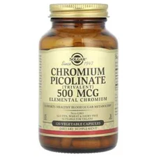 Solgar Chromium Picolinate 500 mcg 120 Vegetable Capsules EXP 08/2024