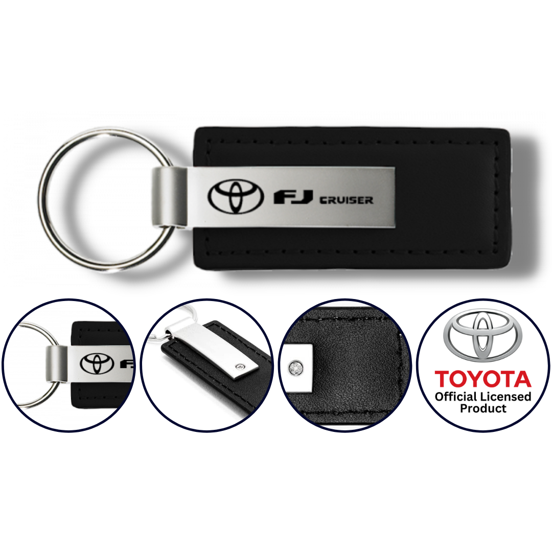 Toyota FJ Cruiser Black Leather Fob Authentic Logo Key Chain