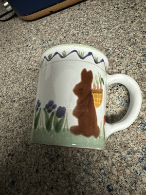 Easter Themed Bunny Pottery Mug handpainted Italy