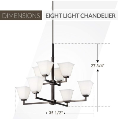 Brand New! Sea Gull Lighting Ellis Harper 8 Light Rubbed Bronze Chandelier  