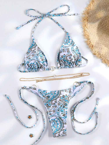 Sexy Triangle Chains Bikini Sets Micro Thongs Swimsuit Women - 第 36/37 張圖片