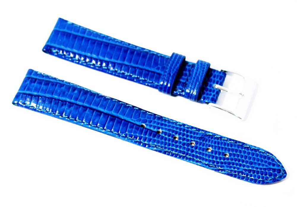 Cinturino Per Orologio In Pelle Di Lucertola Blu Reale - Foto 11