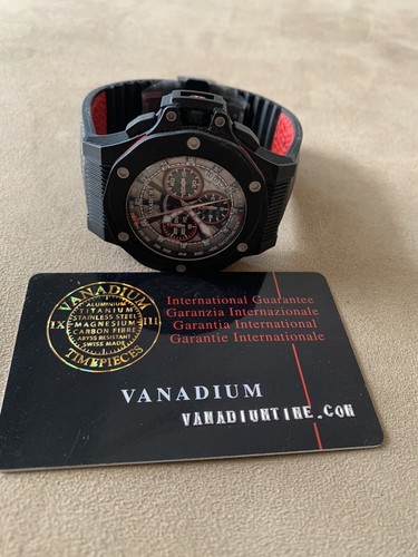 Vanadium Uhr Herren schwarz Kohlefaser Zifferblatt Chronograph Garantie Swiss Made Neu - Bild 2 von 12