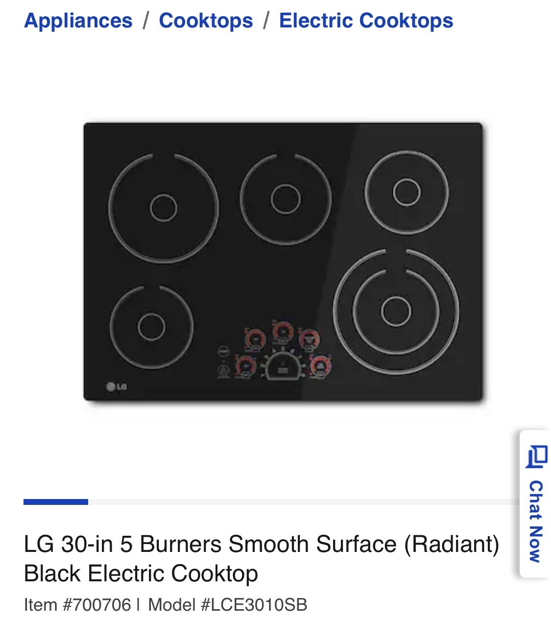 LG LCE3010SB 30" Black 5 Element Smoothtop Electric Cooktop NIB eBay