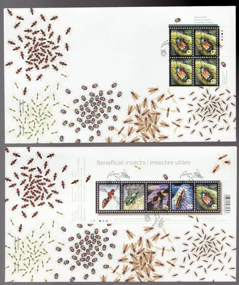 Valuable set of 6 Canadian FDC's from 2010 - URpb & s/s of Beneficial Insects - Imagem 2 de 4