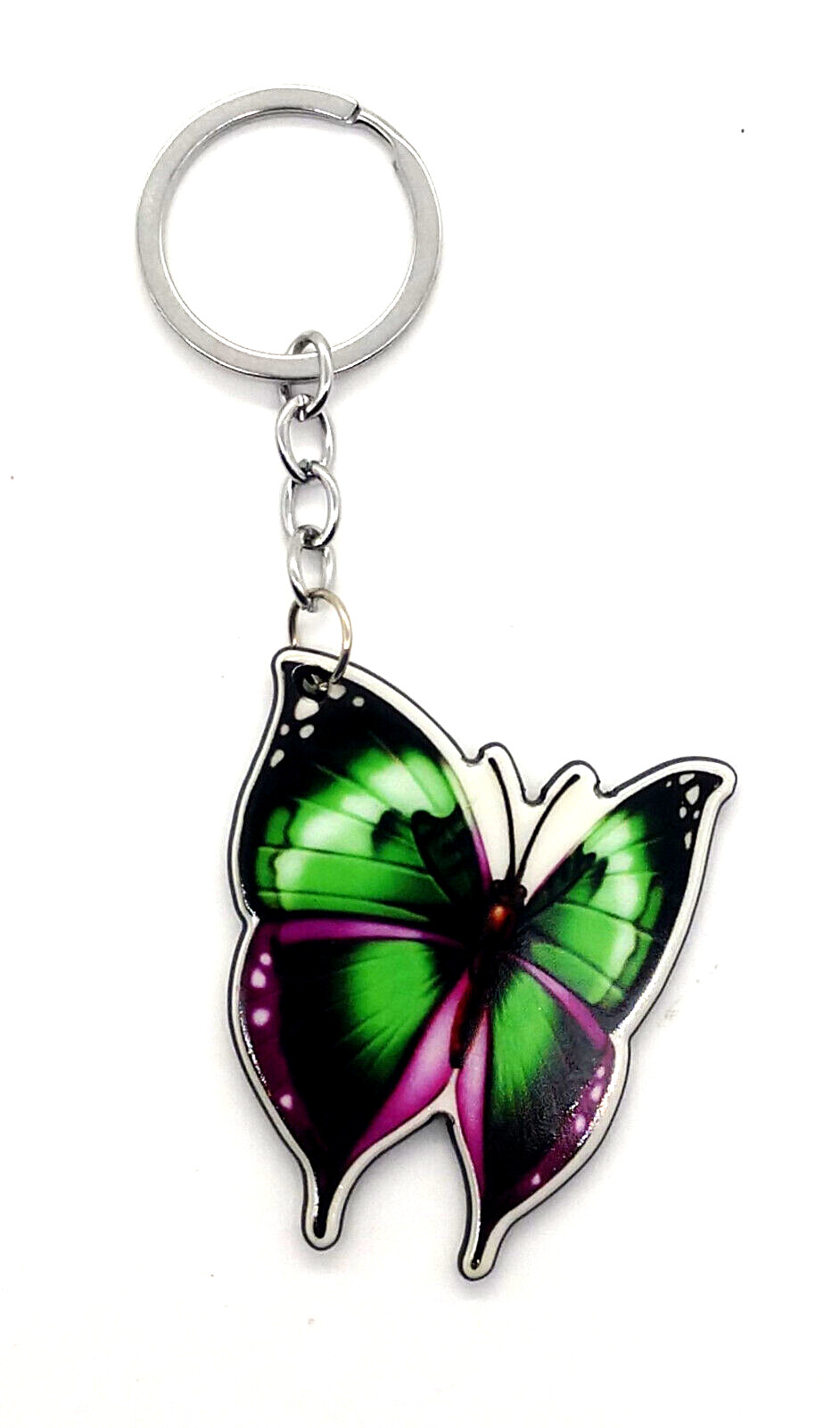 Vintage Green Purple Butterfly Keyring Keychain #1