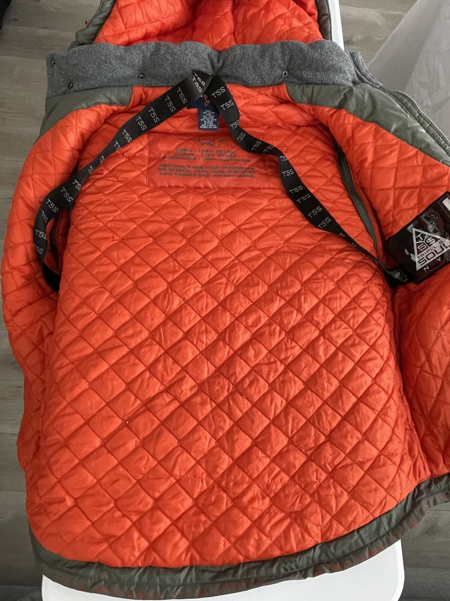 Vintage 90s TRIPLE 5 SOUL NYC New York Puffer Grey Orange