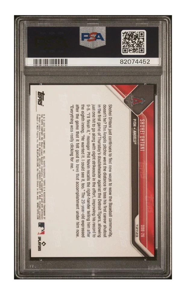 2023 Topps Now Shohei Ohtani Bonus Card #ODB-26 PSA 10 Shutout / Doubleheader - Image 2 of 3