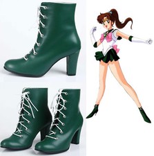 Anime Sailor Moon Kino Makoto Sailor Jupiter Cosplay Shoes Green Boots