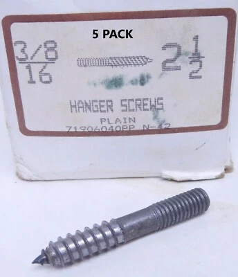 MAJESTIC BOLT 5 PACK - 3/8"-16 x 2-1/2" HANGER BOLT UNPLATED STEEL 7/8" MACHINE THREAD (ES)