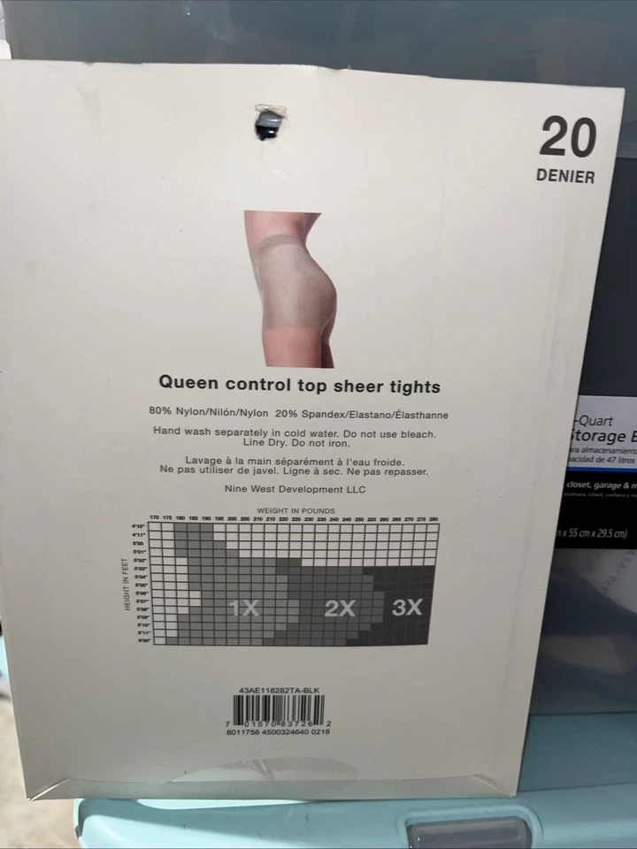 Pantimedias Anne Klein pulidas negras transparentes Queen 2X Control superior punta reforzada Foto 2 de 2