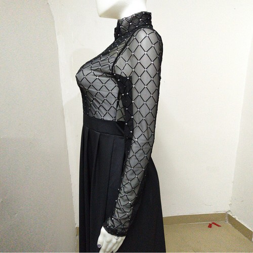 Elegantes Damenkleid Party Maxi Lässig Sexy Patchwork-Kleid æ - Bild 7 von 9