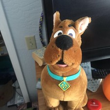 Vintage Scooby Doo sitting, talks when you push his ear, 14" stuffed.
