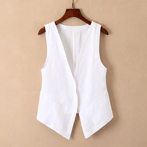Women's Fashion Short Vest Casual Button Breathable Summer Thin Waistcoat Gilet - Picture 8 of 10
