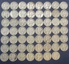 1942 P Mercury 90% Silver Dimes - Lot Of 55 Condition Varies a