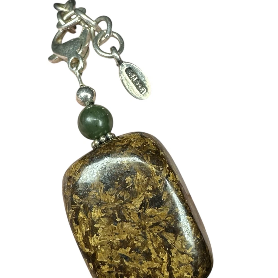 "Collar grueso de plata esterlina 925 con piedras pesadas 29"" + 3"" rojo marrón jaspe" Foto 4 de 4