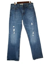 Aeropostale Jeans Mens 33X32 Blue Denim Driggs Slim Bootcut Distressed