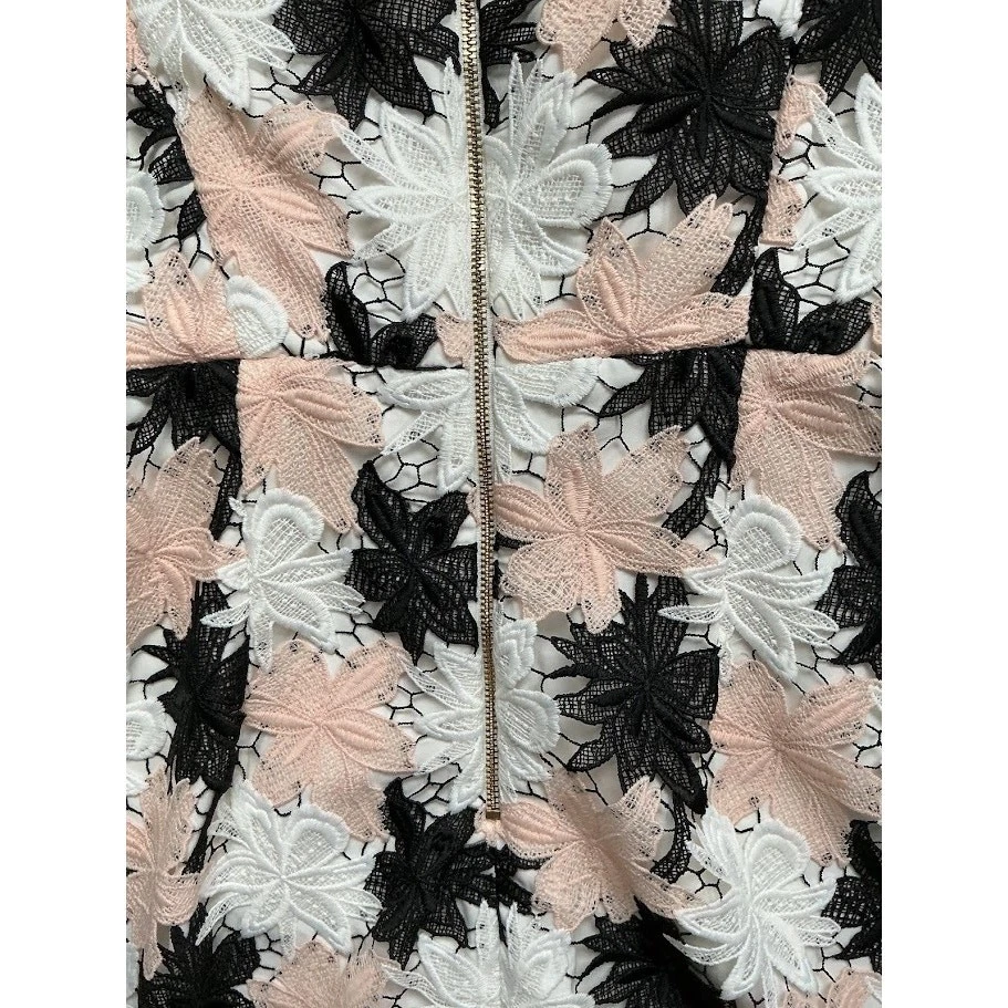 Abito tubino Kate Spade Tiger Lily pizzo floreale senza maniche zip posteriore taglia 0