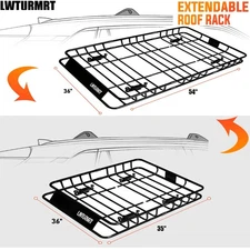 54" Roof Rack Cargo Top Luggage Holder Carrier Basket with Extension Travel NEW